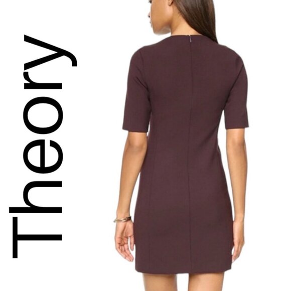 THEORY HARKIN FADED SHORT SLEEVE WOOL MINI SHEATH DRESS, SIZE 4 - Picture 4 of 10